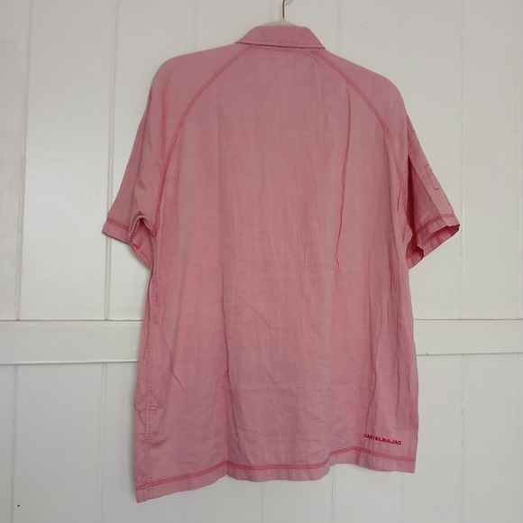 CASTELBAJAC Embroidered Logo Spell Out Button Shirt Men's 4 Red Made In Italy - Picture 7 of 14